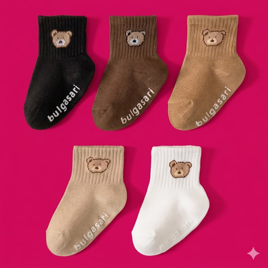 Cute Bear Baby Non-Slip Ankle Socks (5 Pairs)